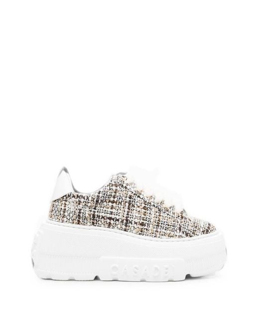 Casadei White Nexus Bouclé Sneakers