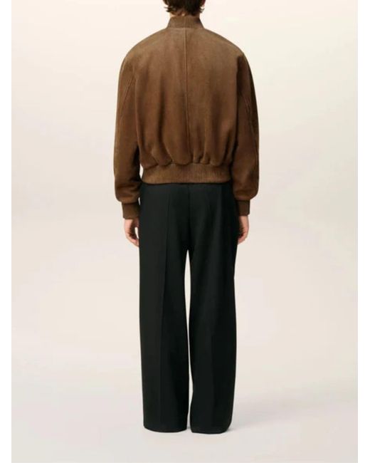 AMI Brown Suede Leather Zipped Jacket for men