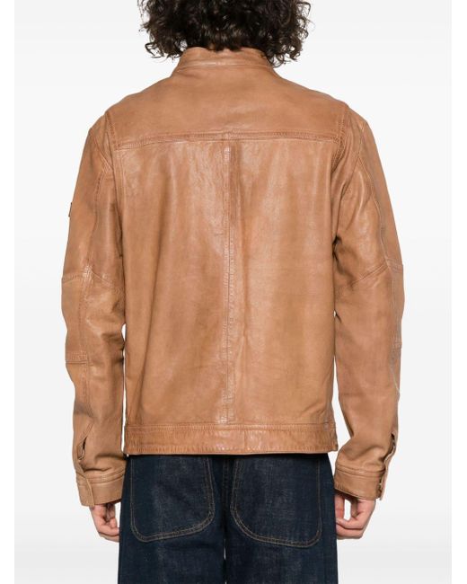 Peuterey Brown Saguaro Leather Jacket for men