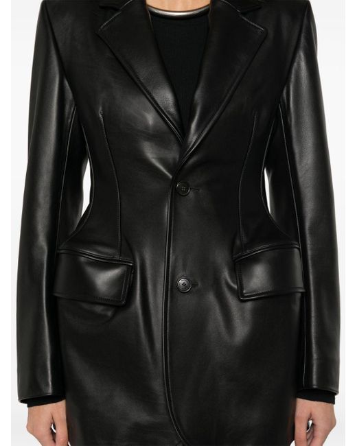 Balenciaga Black Structured Leather Blazer
