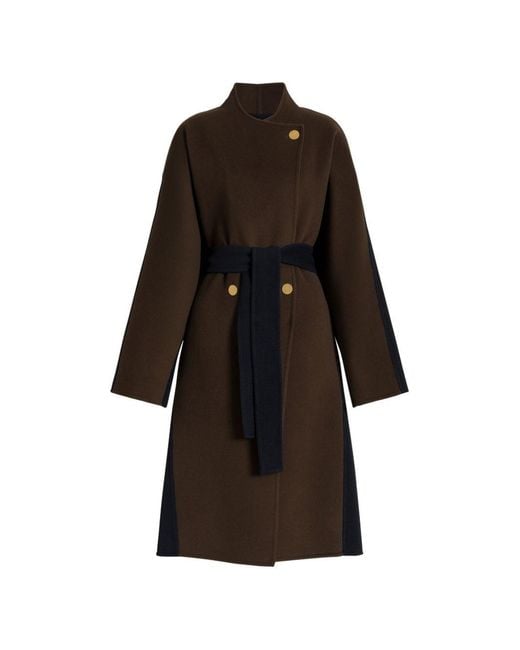 Alberta Ferretti Green Wool And Cashmere Long Coat