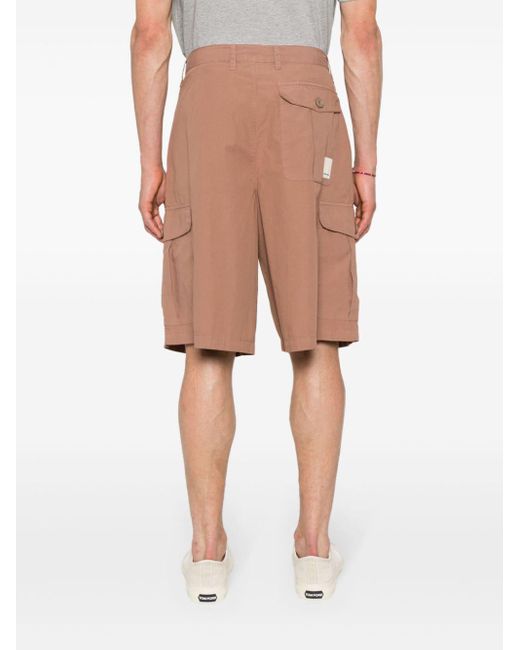 Emporio Armani Natural Pleat-detail Cotton Cargo Shorts for men