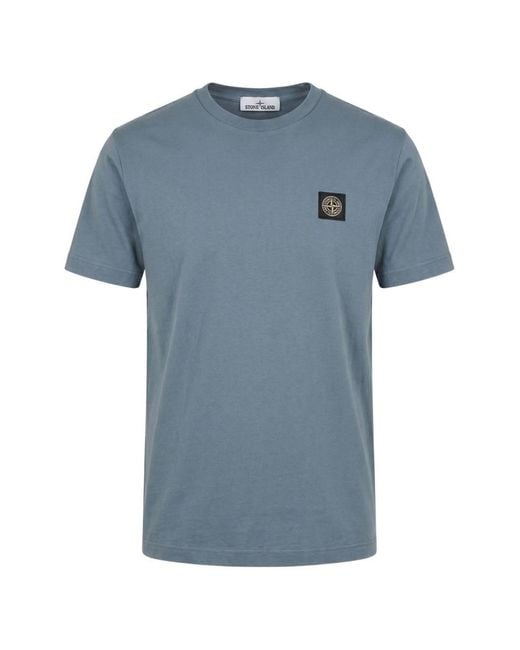 Stone Island Blue Logo Cotton T-Shirt for men