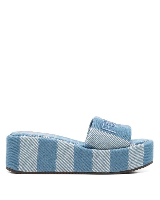 Fendi Blue Sunshine Flatform Sandals