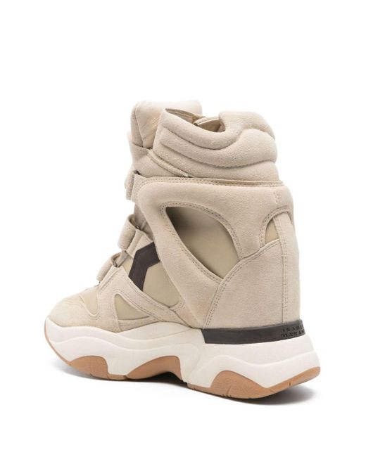 Isabel Marant Natural Wedge-Sole Strap Sneakers
