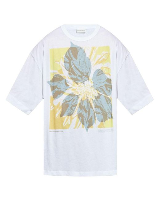 Dries Van Noten White Artfully Designed Cotton T-Shirt for men