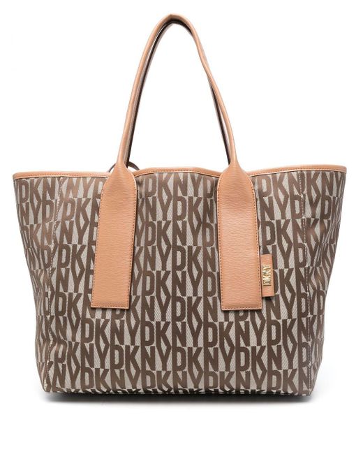 DKNY Brown Grayson Monogram Shopping Bag