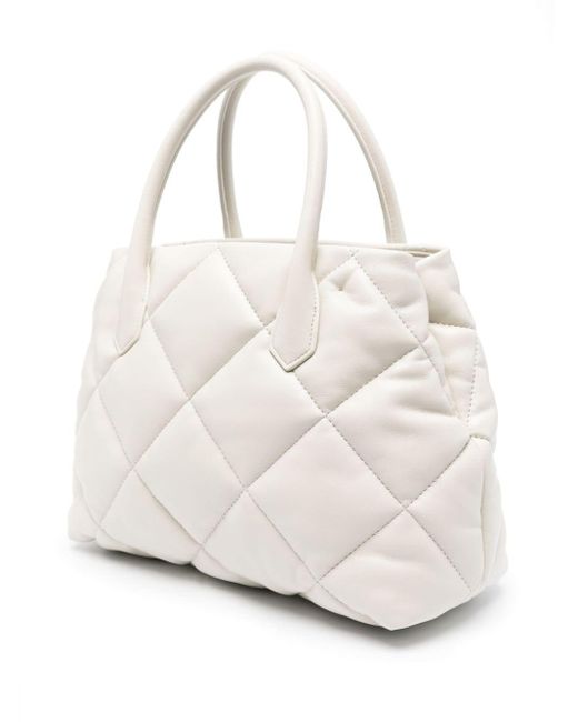 Emporio Armani White Quilted Shopping Bag