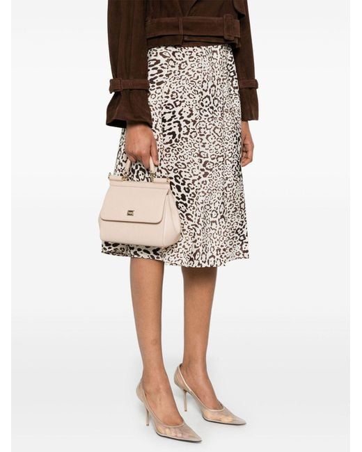 Dolce & Gabbana Natural Mini Front Flap Bag With Double Magnet Closure