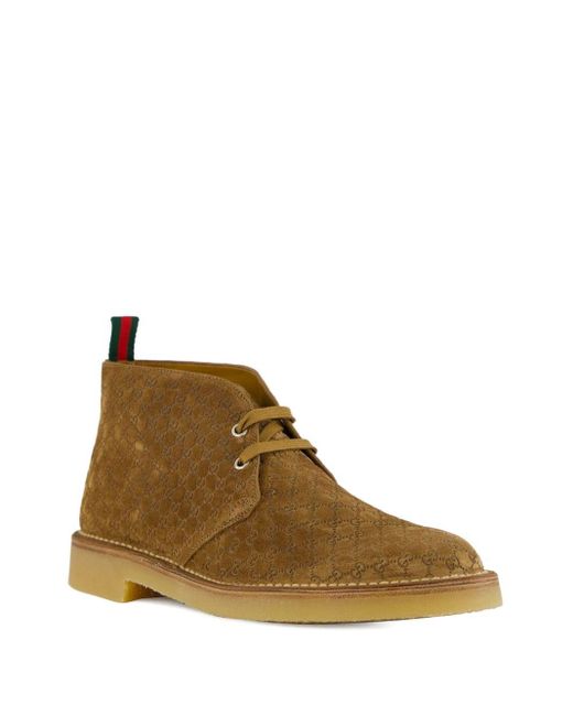 Gucci Brown Gg Monogram Suede Boots for men