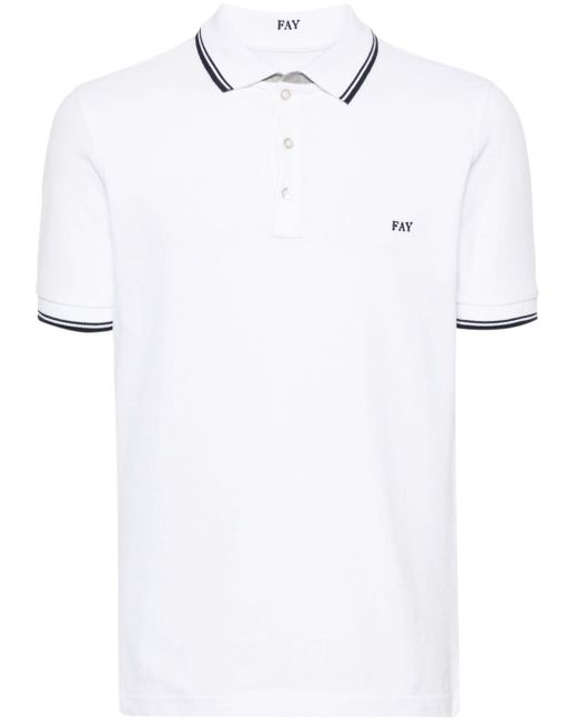 Fay White Embroidered-logo Polo Shirt for men