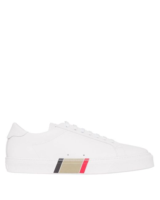 Burberry White Icon Stripe Lace-up Sneakers for men