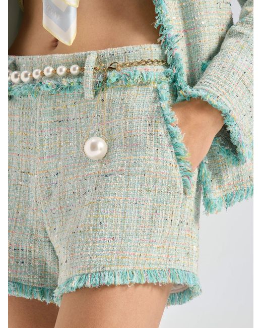Genny Green Multi-Thread Jacquard Shorts