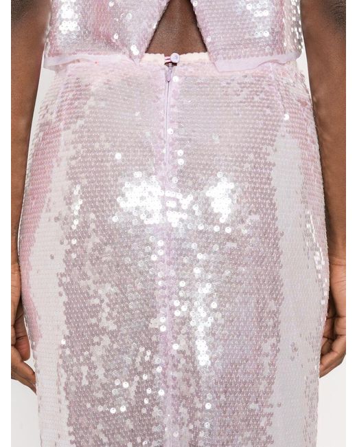 Forte_forte White Sequined Long Skirt