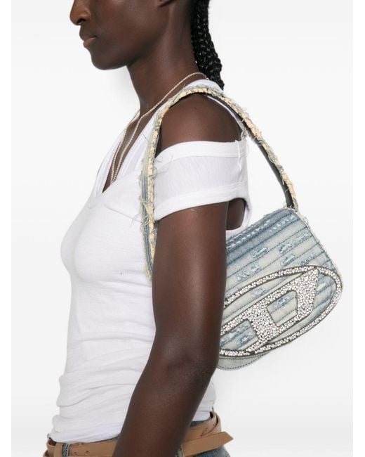 DIESEL White 1Dr Leather Shoulder Bag