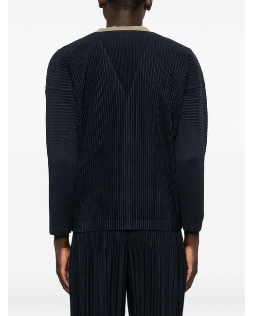 Homme Plissé Issey Miyake Blue Pleated Cardigan for men