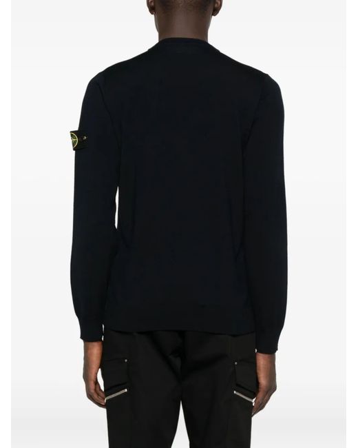 Stone Island Black Wool Sweater for men