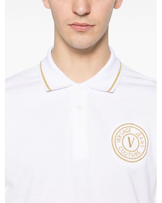 Versace Jeans Couture White Cotton Polo Shirt for men