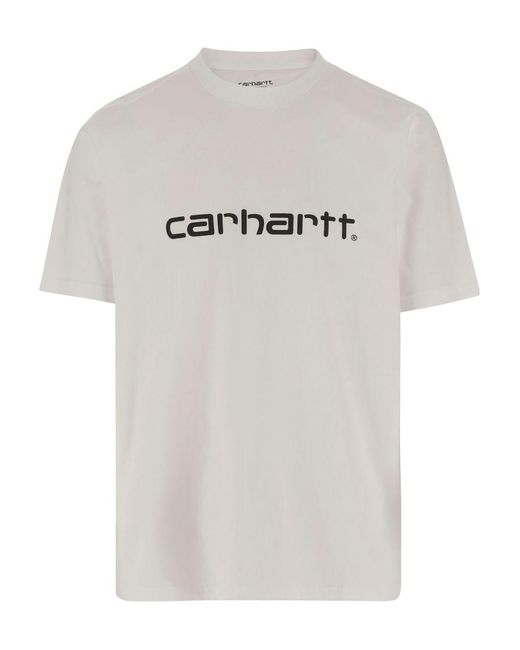 Carhartt Gray Logo Cotton T-Shirt for men