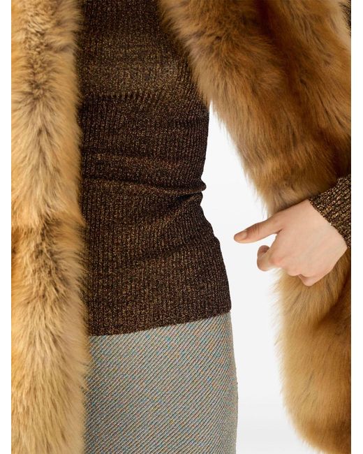 Miu Miu Brown Lurex Crewneck Sweater