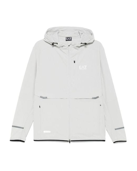EA7 White Hooded Blouson Jacket for men