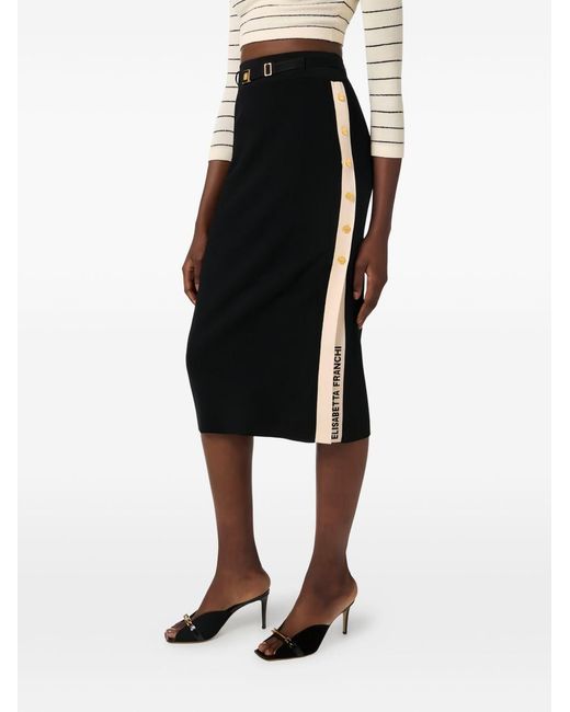 Elisabetta Franchi Black Knitted Midi Skirt