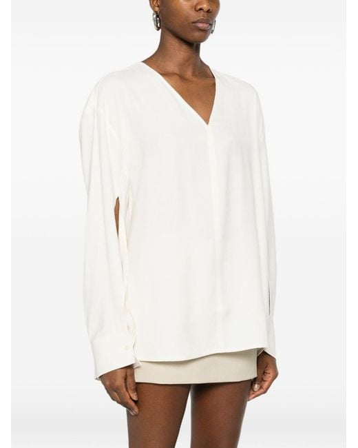 Totême White V-Necked Blouse