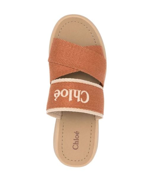 Chloé Pink Mila Leather Flatform Sandals