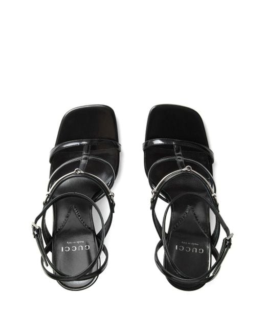 Gucci Black Horsebit Slim Heel Sandals