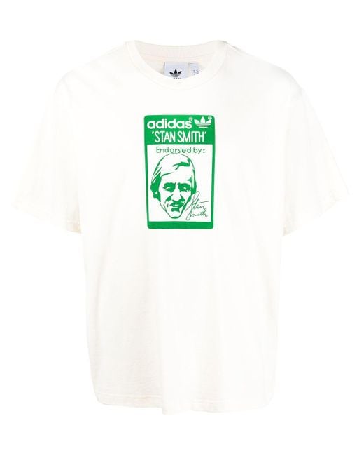 Adidas Green Stan Smith-print Organic Cotton T-shirt for men