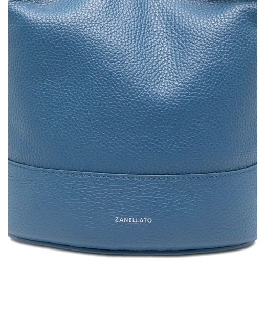 Zanellato Blue Monda' Daily Small Leather Bucket Bag