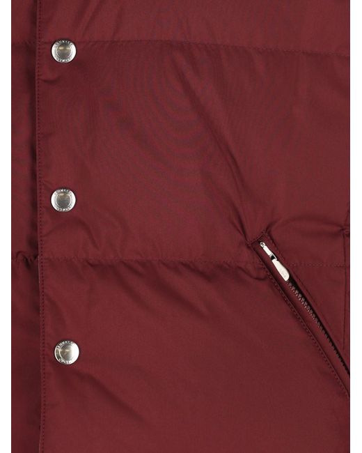 Brunello Cucinelli Red Hooded Down Vest for men