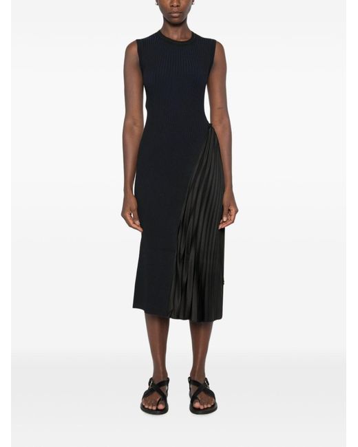 Emporio Armani Black Pleated Midi Dress