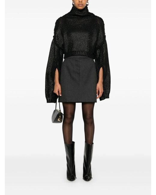 Sportmax Black Cropped Cotton Sweater For