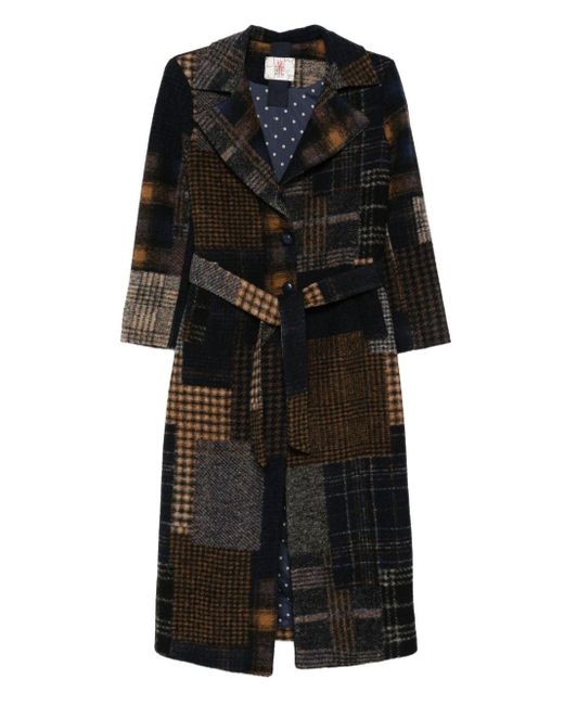 Bye Black Patchwork Design Wool Coat