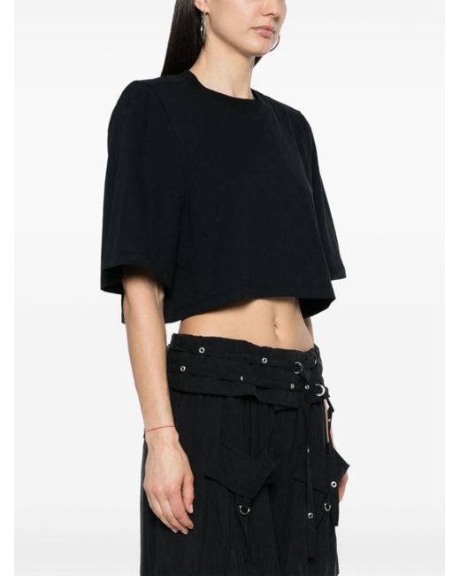 Isabel Marant Black Zaely Cotton Cropped T-Shirt