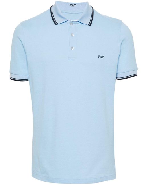 Fay Blue Embroidered-logo Polo Shirt for men