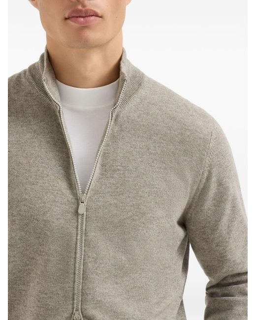 Brunello Cucinelli Gray Cashmere Zipped Cardigan for men