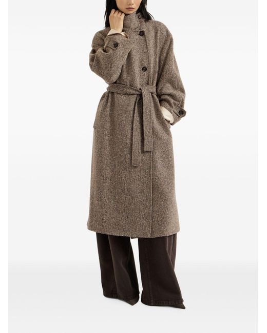 Brunello Cucinelli Brown Wool Long Coat