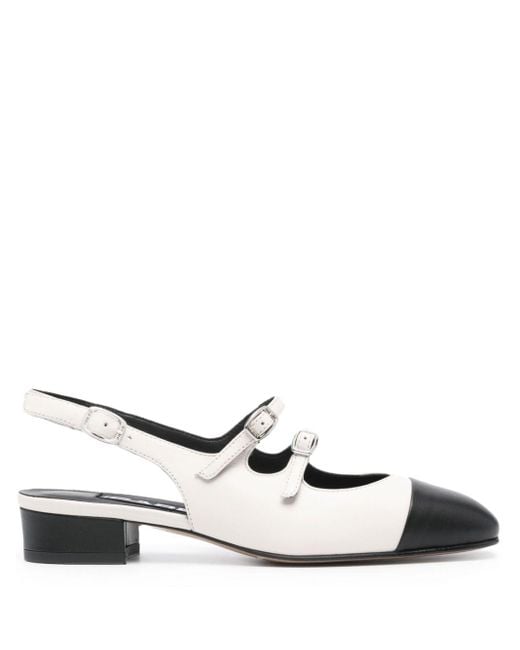 CAREL PARIS White Abricot Leather Slingback Ballet Flats