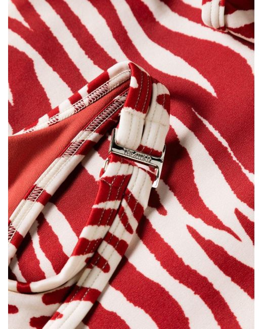 The Attico Red Zebra-print Swimsuit