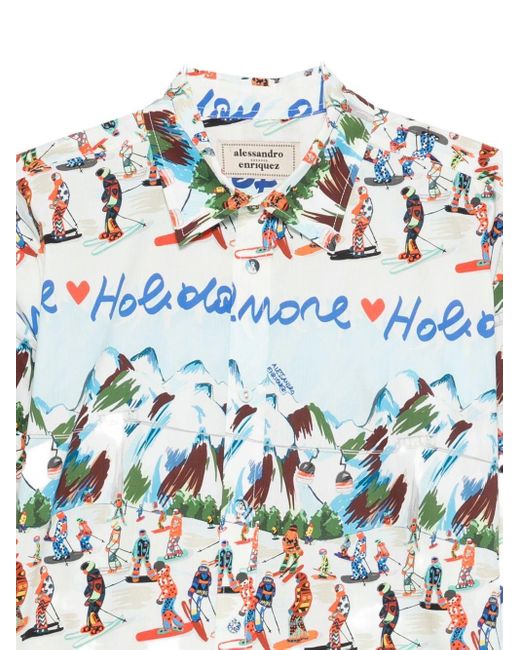 ALESSANDRO ENRIQUEZ White Printed Cotton Shirt