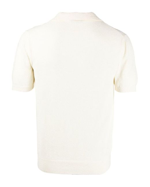 Drumohr White Short-sleeve V-neck Polo Shirt for men