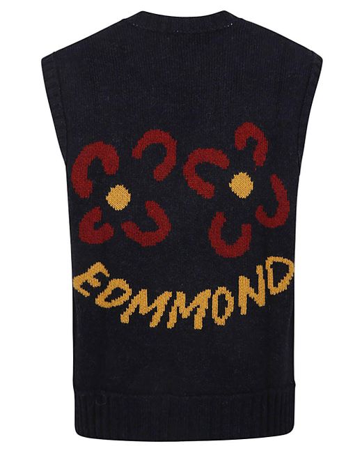 Edmmond Studios Black Argyle Wool Vest for men