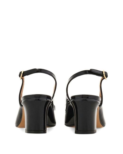 Ferragamo Black Leather Slingback Pumps