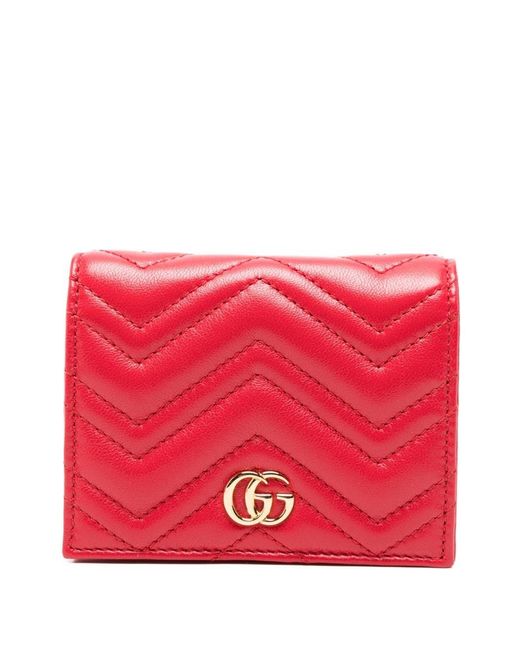 Gucci Red Gg Marmont Small Leather Wallet