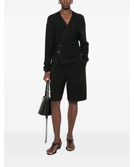 Lemaire Black Wool Blend Twisted Cardigan