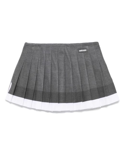 Miu Miu Gray Pleated Mini Skirt