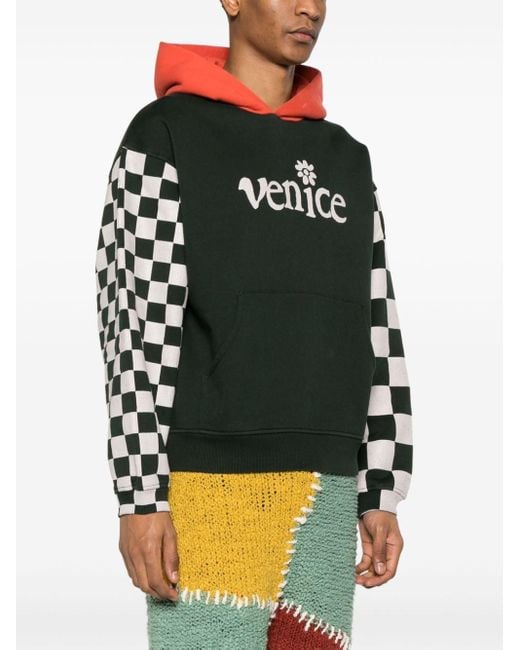 ERL Black Venice-print Colour-block Hoodie for men