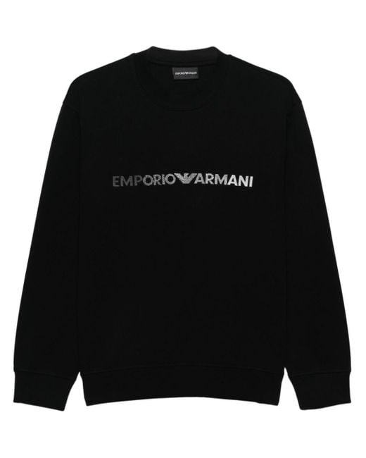 Emporio Armani Black Logo Cotton Sweatshirt for men